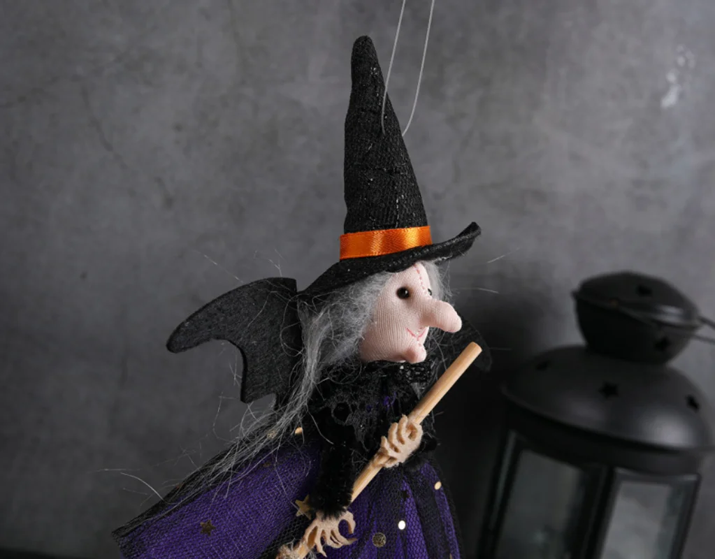 Halloween Decor Witch Doll Festival Desktop Ornaments Witch Doll Broom Creative Halloween Party Decorations for Home Scary Props