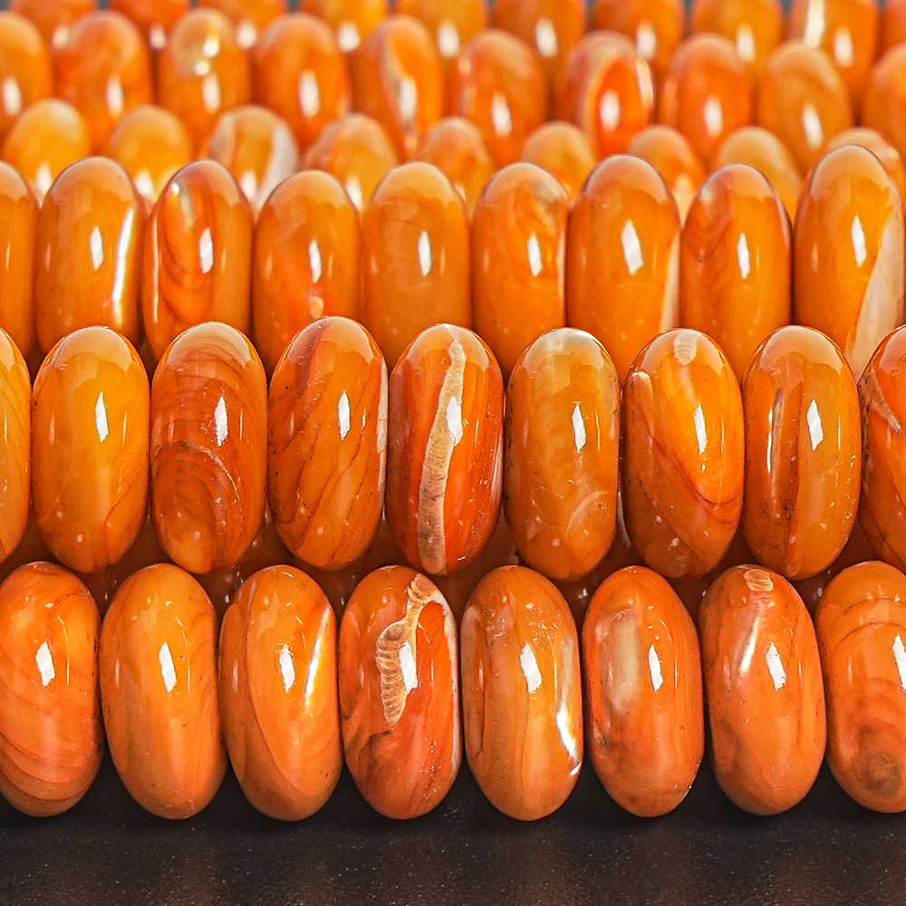 New Trochidae Shell Beads Orange Smooth Rondelle Beads 15'' for Jewelry Making Design DIY Bracelet 6x4mm 10x4mm