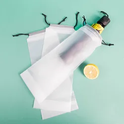 Plastic Bag Matte Translucent Umbrella Storage Bag Reusable Portable Umbrella Drawstring Storage Cover Home Storage Organizer