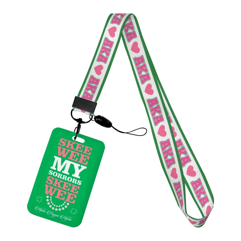 

Women Sorority Alpha Patterns Lanyards ID Badge Holder Strap Work Card Bus Access Card Holder Keychains Accessories