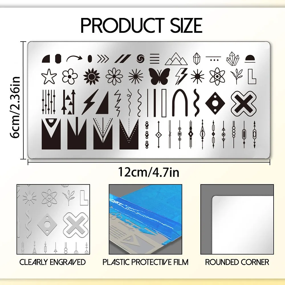 3Pcs Nail Stamp Plates Set French Nail Stamping Plate French Line Lace Flower Heart Design Image Nail Stencils Nail Art DIY