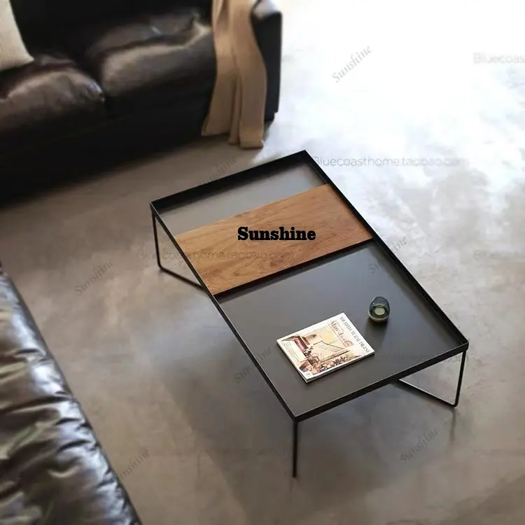 

Bay window balcony small coffee table modern minimalist tea table small apartment wrought iron sofa side table