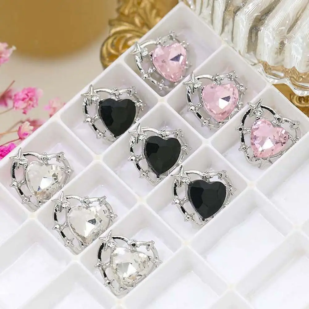 3Pcs/set Loving Heart Heart Nail Decorations Nail Art Supplies DIY Nail Charms Heart Nail Accessories Glitter Hearts Shape