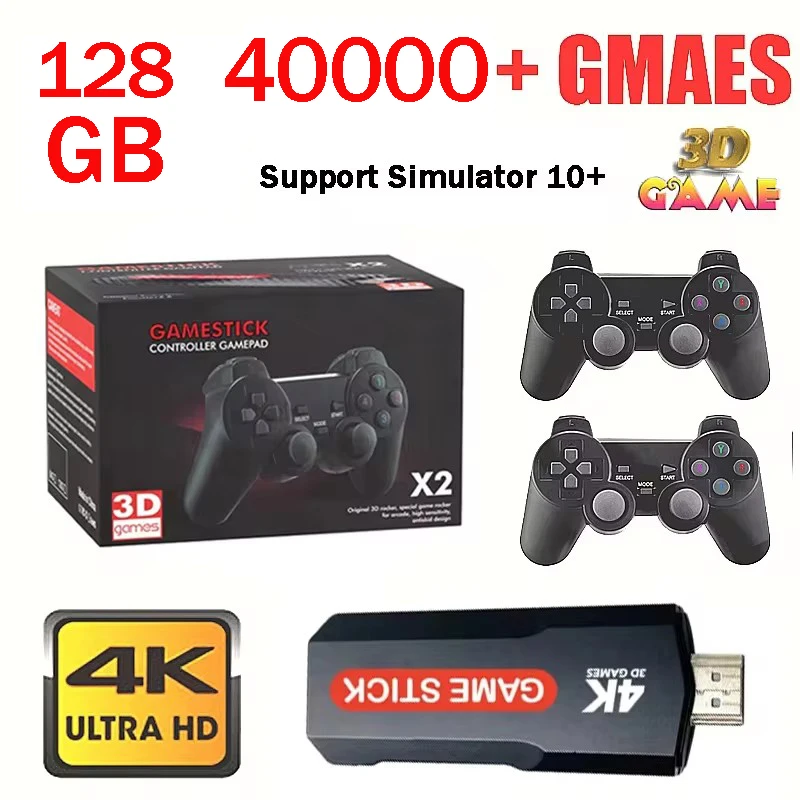 

X2 Ретро игровая консоль 2,4G Беспроводные геймпады 128 ГБ 40000 игр PK M8 HD 4K Игровая приставка Симулятор для GB SFC Gaming Stick