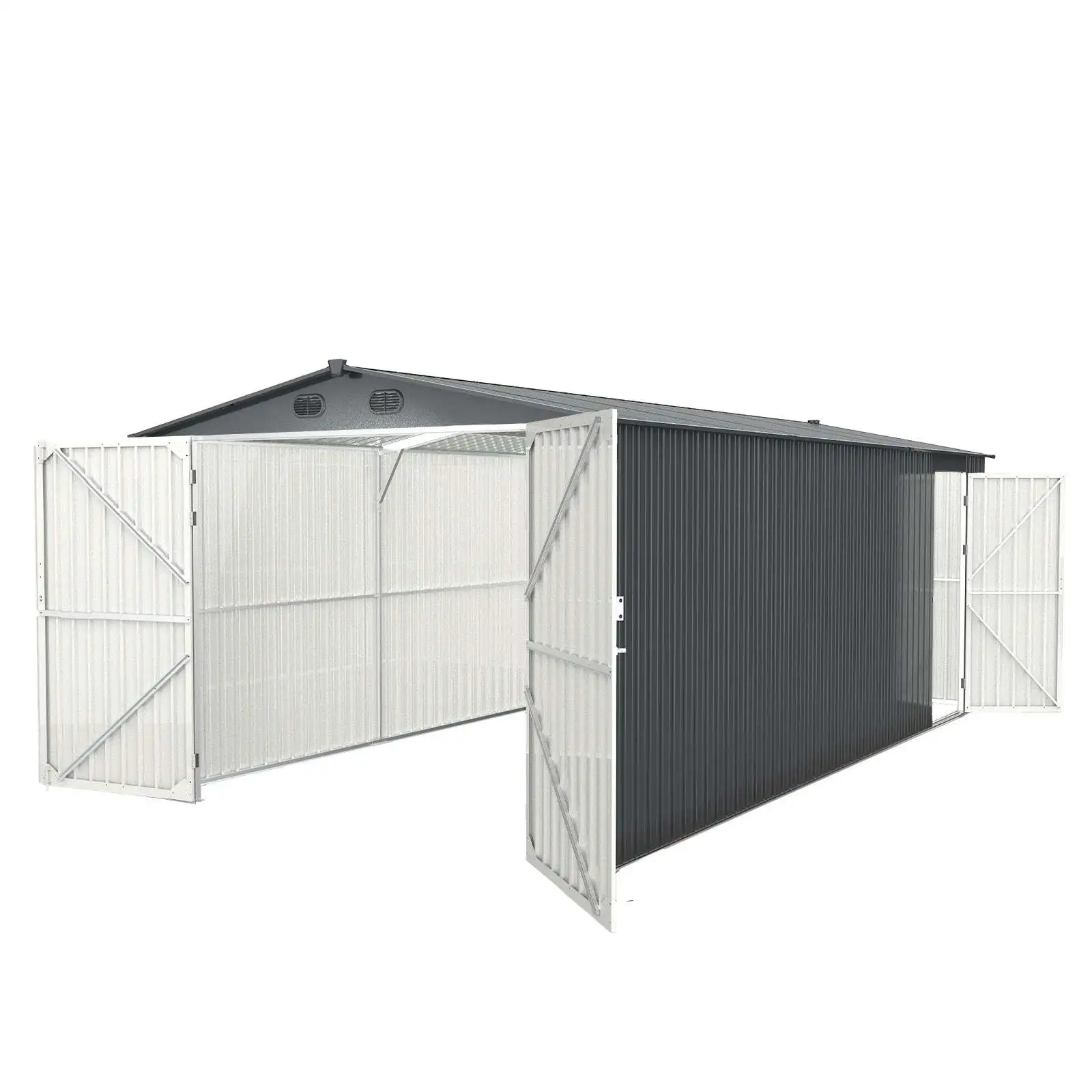 Alloy Steel Storage Shed Front Doublehinged Door Windproof Eco-Friendly Durable Spacious Design 4 Vents Easily Assembled Custom