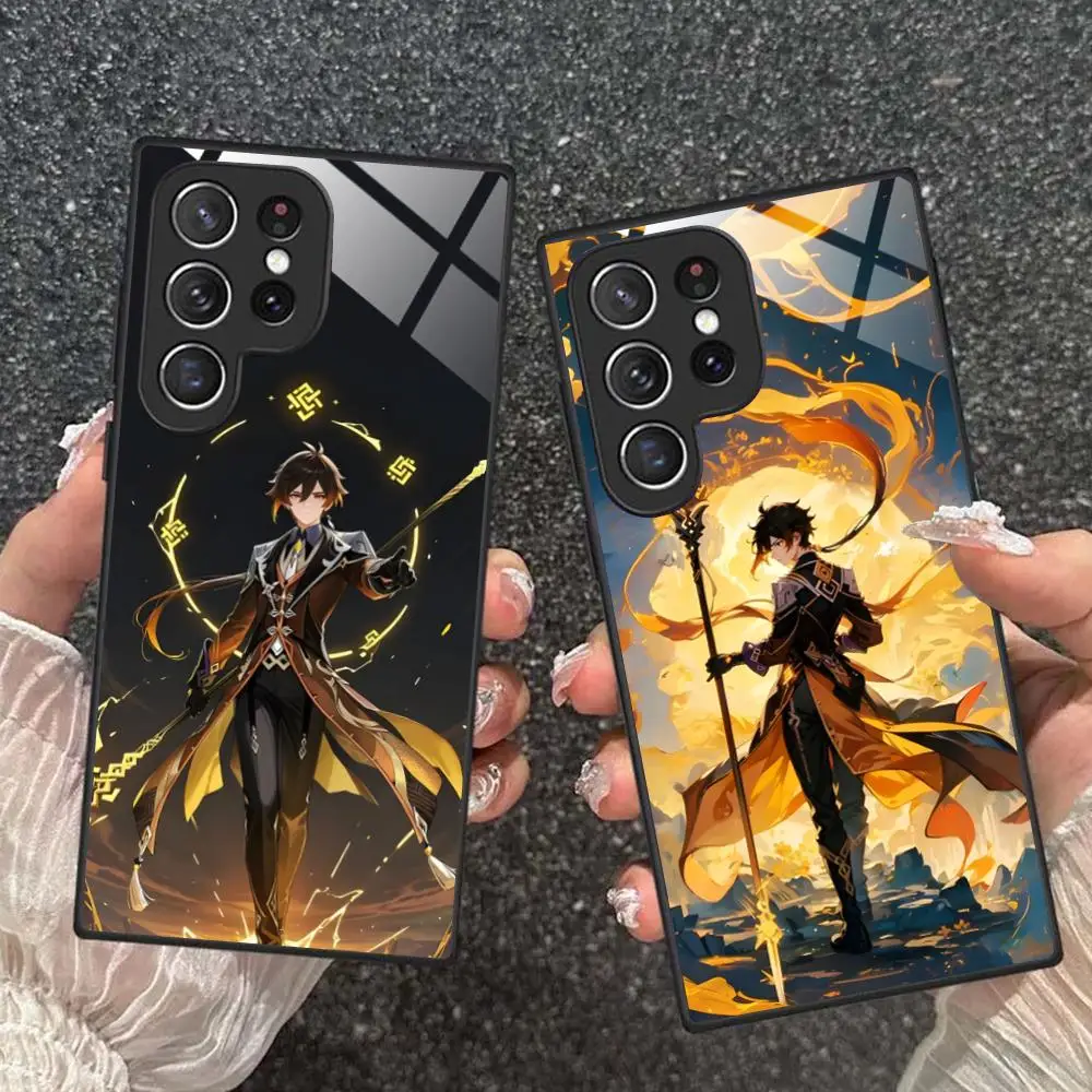Game GI Zhongli Phone Case for Samsung Galaxy S26 S25 S24 S23 S22 S21 S20 Note20 Plus FE Ultra Glass Protective Cover