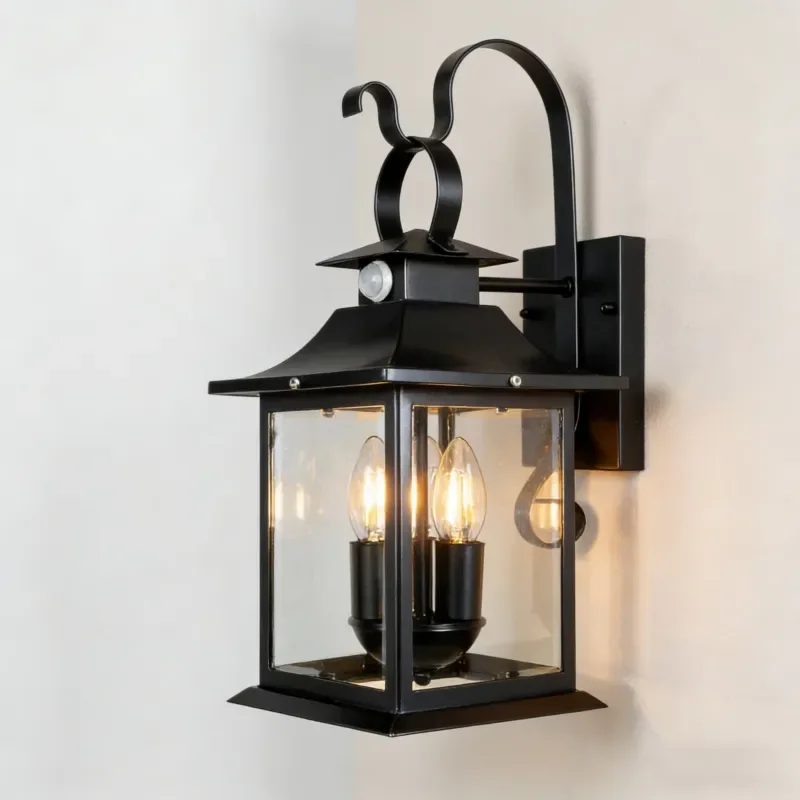 Outdoor LED Cylinder/Square Wall Light Body Induction Stainless Steel Black Transparent Polycarbonate Lampshade Modern Garden
