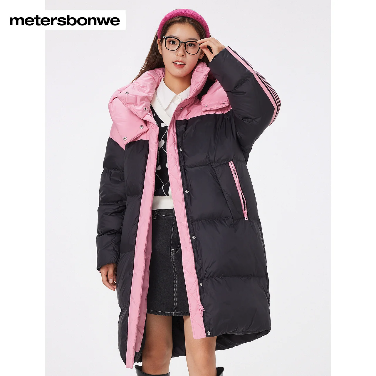 Metersbonwe Long Hooded Down Jacket Puffer Women Thick Winter Parker Coat Ladies New Fashion Warm Jackets Casual Outerwear
