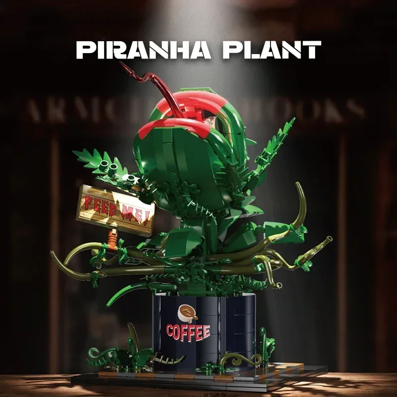 838 ELEMENTÓW Zestaw Klocków Piranha Plant, Kubek do Kawy, Model Kwiatów w Doniczce, DIY Ozdoby na Biurko, Prezent dla Dzieci na Święta, Zabawki