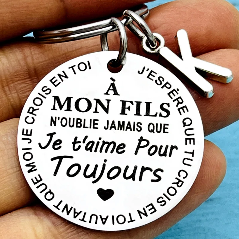 French To My Son Daughter I Love You Forever Inspirational Gift Keychain, Best Gift Idea for Son Daughter Stocking Stuff Gifts