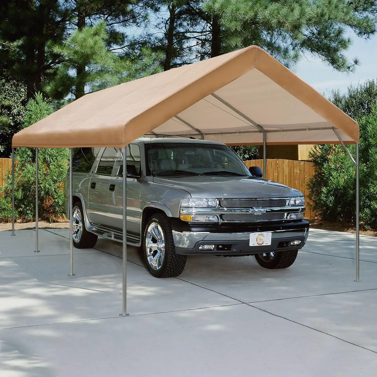 Heavy Duty Car Canopy with Powder-Coated Steel Frame, Portable Car Canopy Party Tent Garage Boat Shelter with Sand Bag