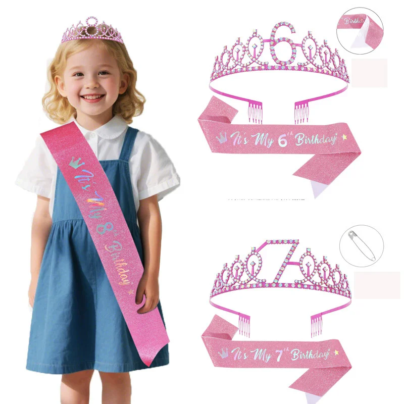 

Хрустальная принцесса, выращенная и пояс для дня рождения, реквизит для фотосессии, стразы, тиара королевы с поясом для украшения вечеринки