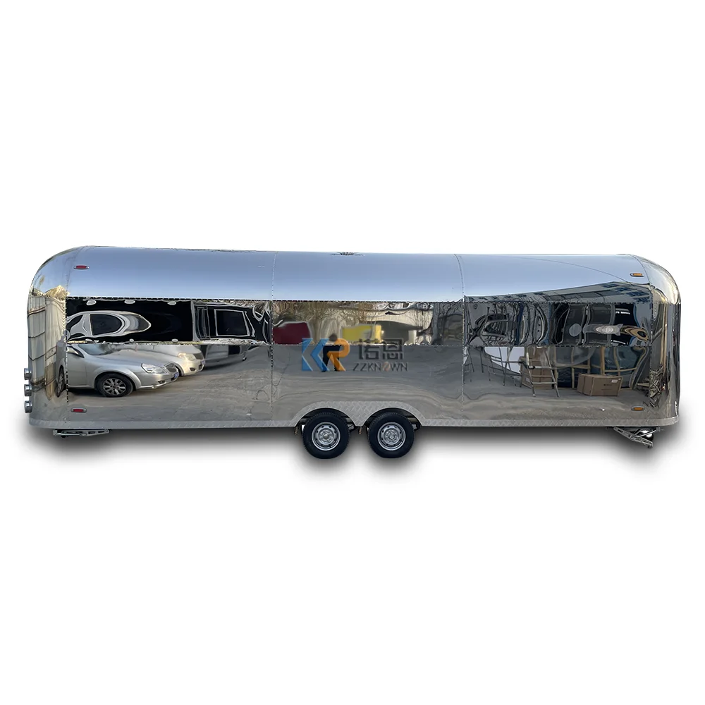 Air Stream Mobile Food Trailer Truck Stainless Steel Ice Cream Coffee Cart Customized Snack Vending Van