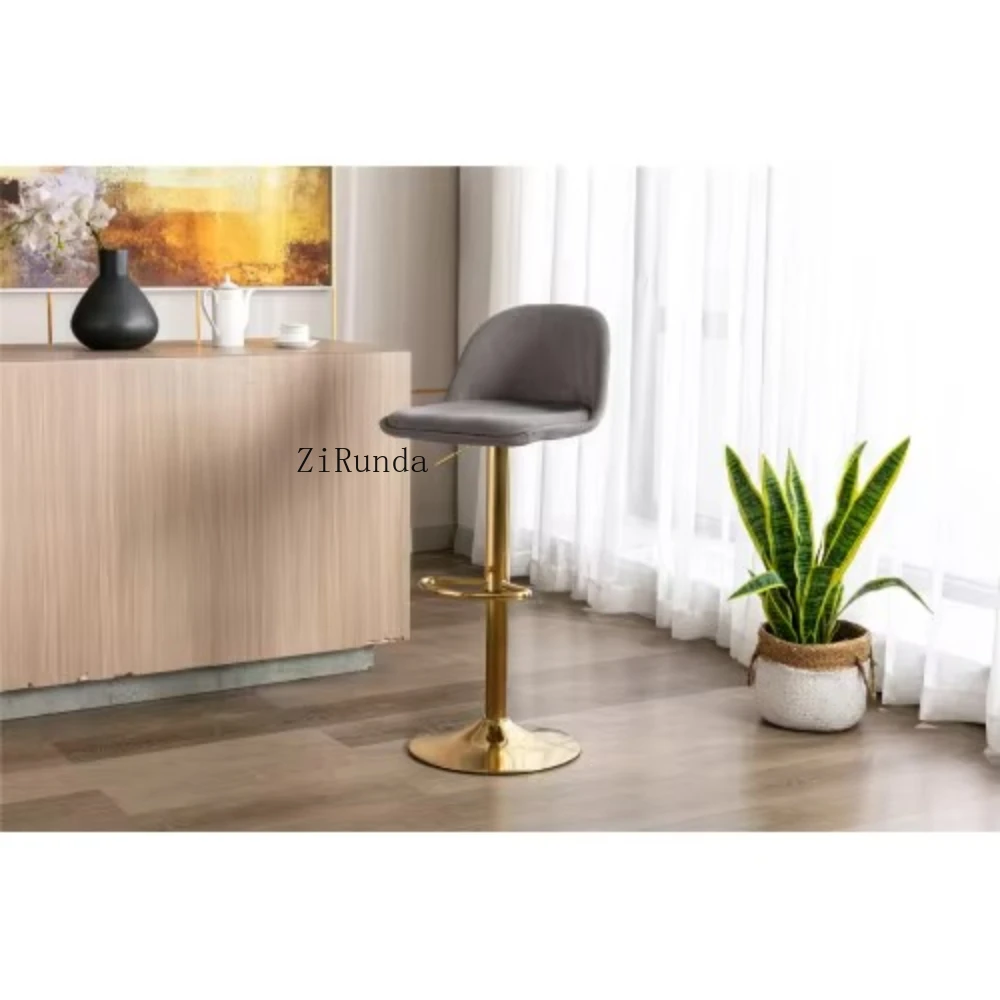 Adjustable Velvet Bar Stool Ergonomically designed rotating bar stool