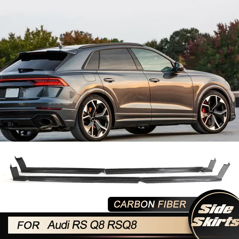 

Car Side Skirts Extensions For Audi RS Q8 RSQ8 Base Sport Utility 4-Door 2021 Racing Side Skirt Lips Apron Body Kit Carbon Fiber