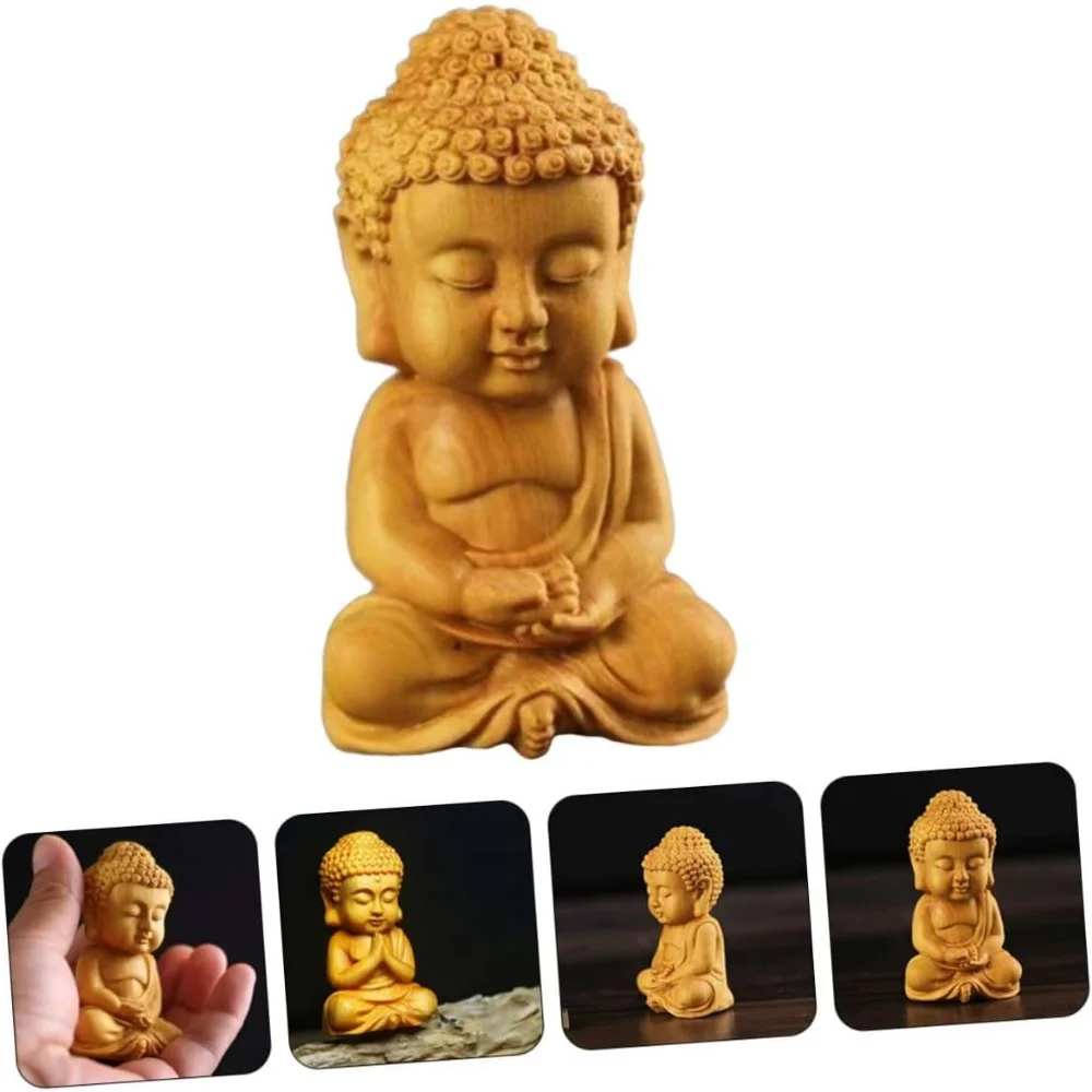 Buddha retro decoration home decoration wooden Sakyamuni Buddha meditation wooden Buddha sculpture Buddha decoration hand-made