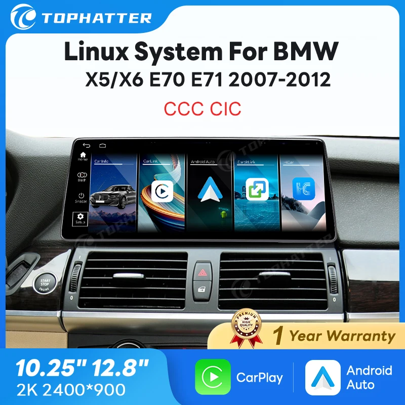 

Latest Linux System 10.25" 12.8" Touch Screen for BMW X5 E70 X6 E71 2007-2013 Wireless CarPlay Android Auto GPS Navigation