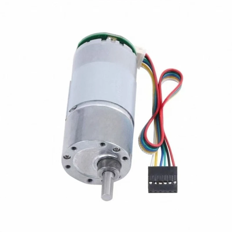 The JGB37-545B micro DC reducer motor with encoder can operate in both forward and reverse directions and has adjustable speed.