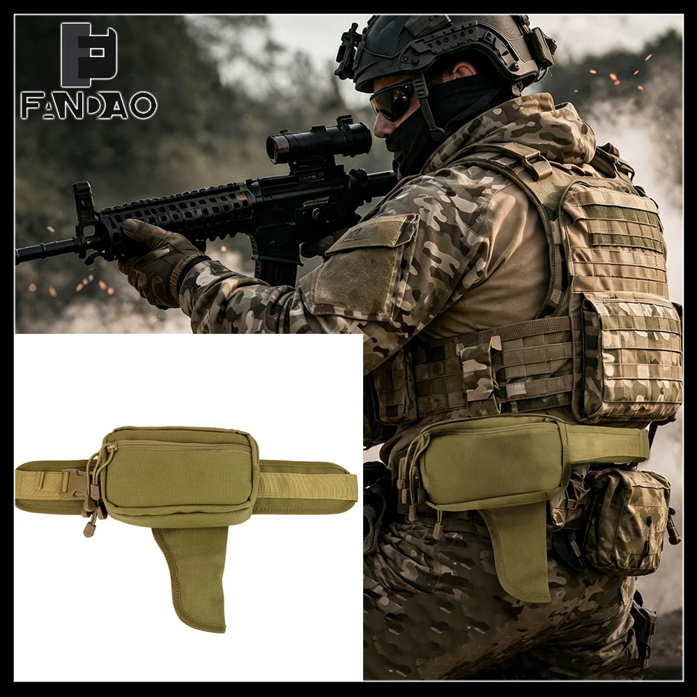 

Tactical Waist Bag Pack EDC Portable Utility Storage Belt Pouch with Concealed Holster for CS Hunting Camping Running Riding