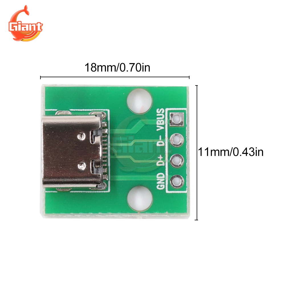 5/10Pcs USB Connector PCB Board Adapter TYPE-C Female Base Double-sided Forward And Reverse Plug To DIP4 Direct Plug 4P Module