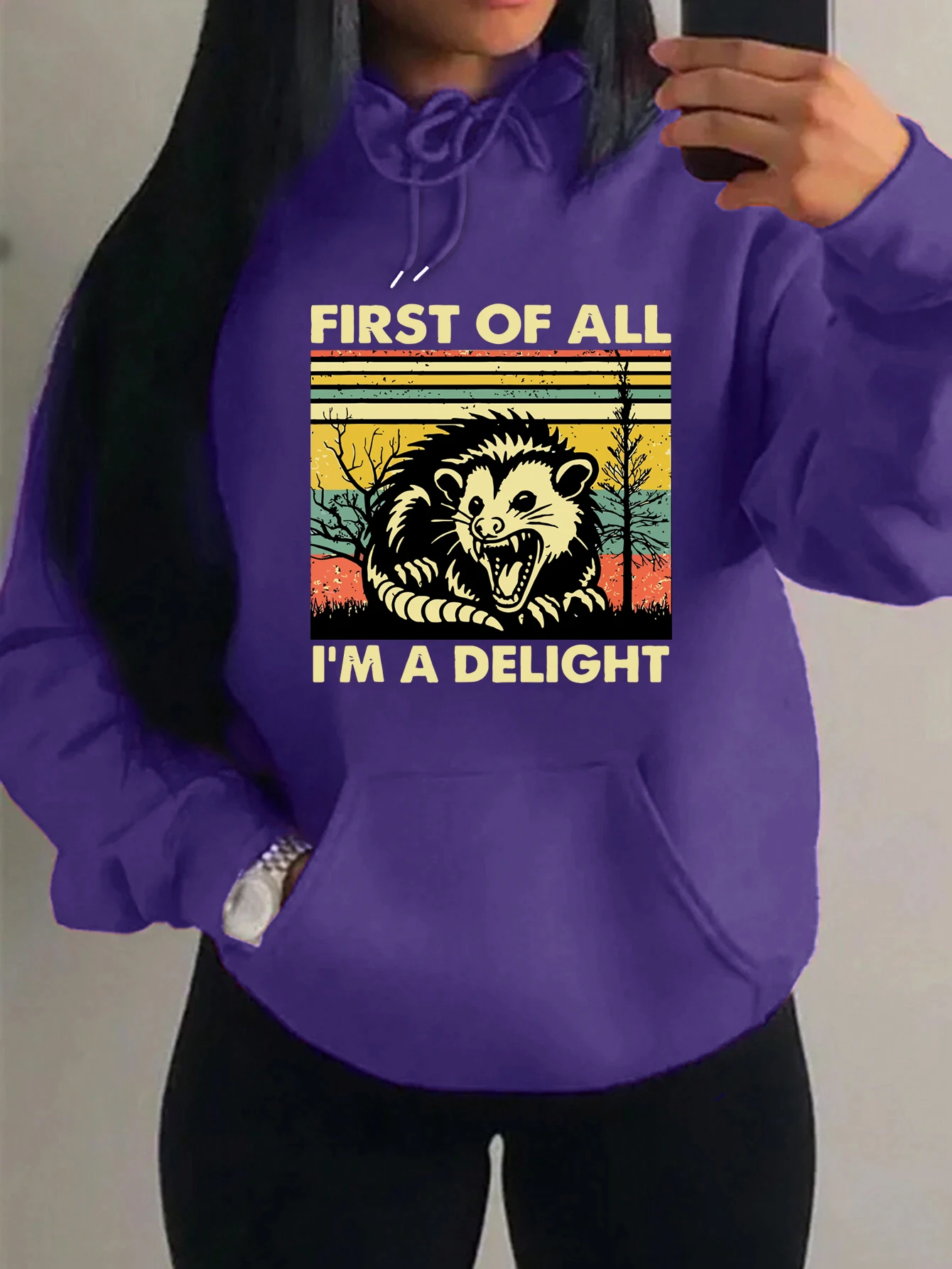 

First Of All I'M A Delight Prints Hoody Women Casual Street Pullover Autumn Fashion Y2K Sportswear Multicolor Pocket Clothes