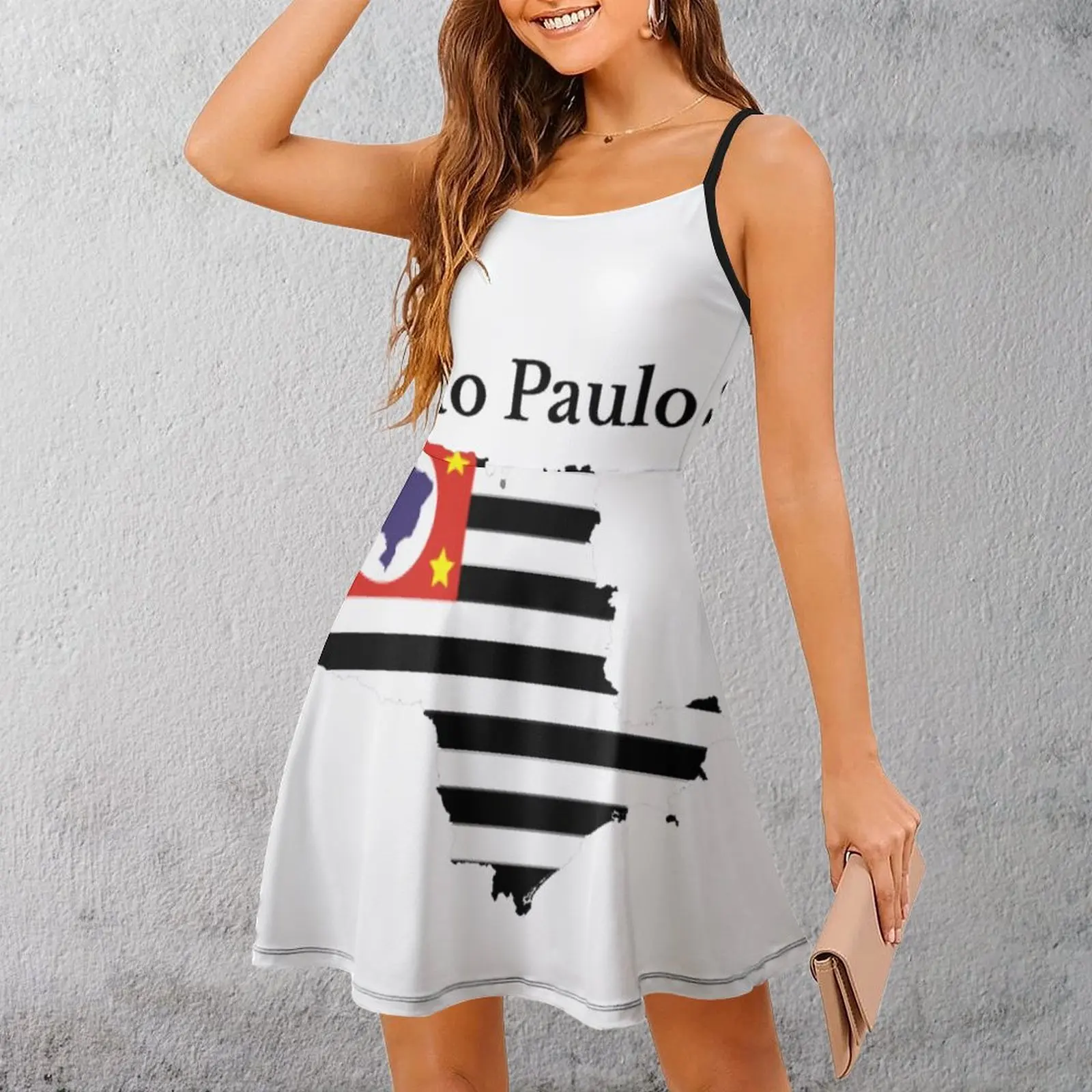 Sexy Sao Paulo State Brazil Map Flag Women's Sling Dress Funny Novelty  Clubs  Woman's Gown Suspender Dress Unique