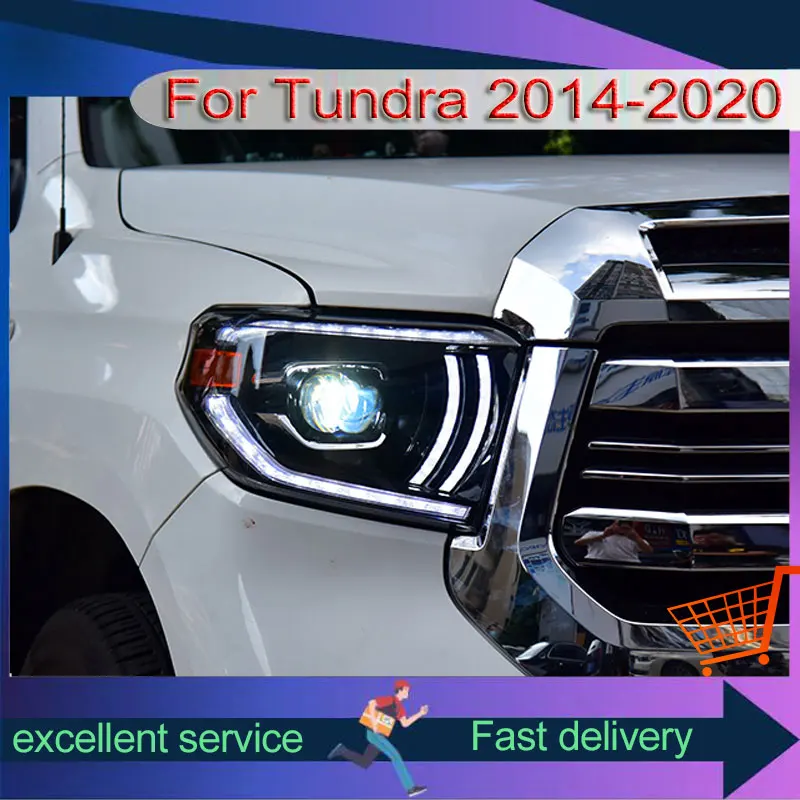 Car For Toyota 14-18 Tundra Sequoia Front Lamp Upgrade DRL Headlight Dynamic Turn Signal LED Projector Lens Auto Accessories