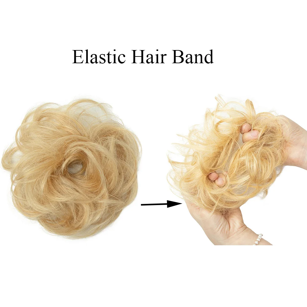 Curly Human Hair Chignon Buns Ponytail Hairpiece Flexible Elastic Band Bun For Women Updos Donut Chignon Human Hair Extensions