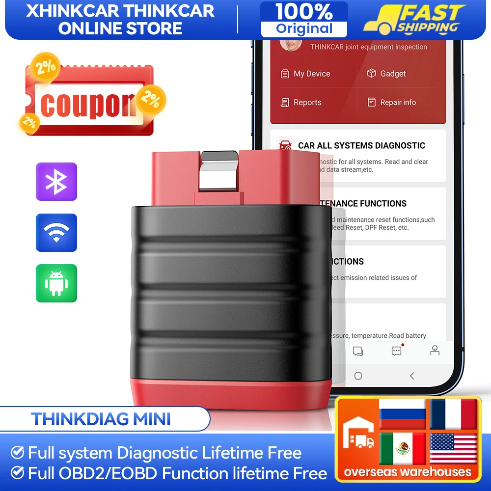 

THINKCAR ThinkDiag Mini Automotive OBD2 Scanner Car Diagnostic Tools OBD Code Reader All System Diagnosis Lifetime Free Updater