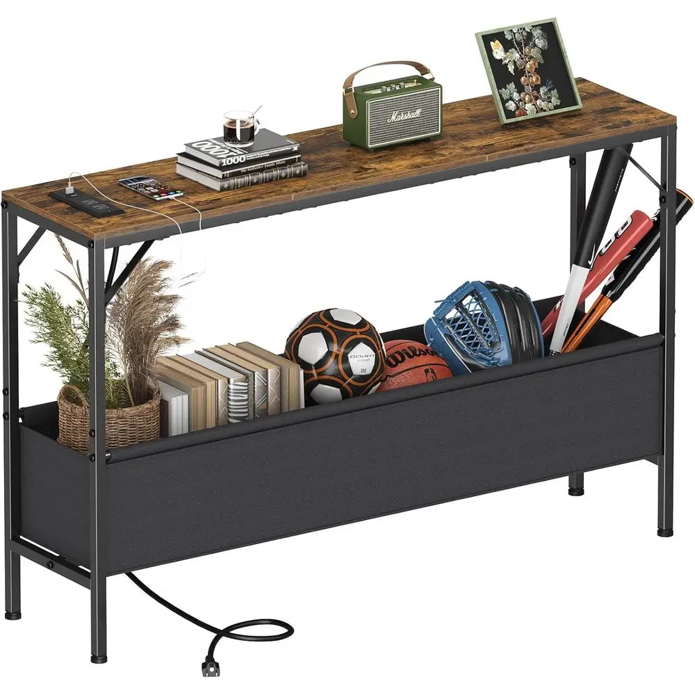 

ole Table, Narrow Soa Table, 47.2" Behind Couch Table with Power Station, Entrance Table, or Living Room, Hallway, Entryway