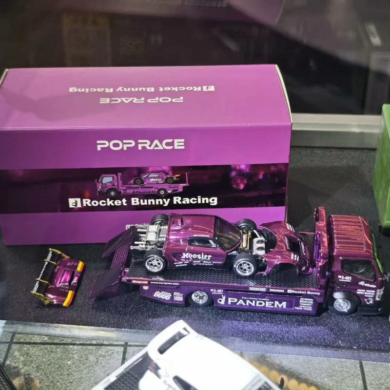 

POPRACE1:64 Mitsubishi PANDEM FUSO-300 Flatbed Trailer set HEC Beijing Exhibition Limited Alloy Car Model