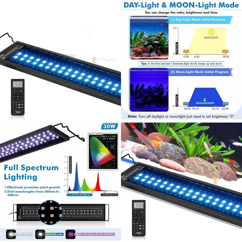 

Customizable Full Spectrum LED Aquarium Light for Freshwater Planted Tanks with DIY Options