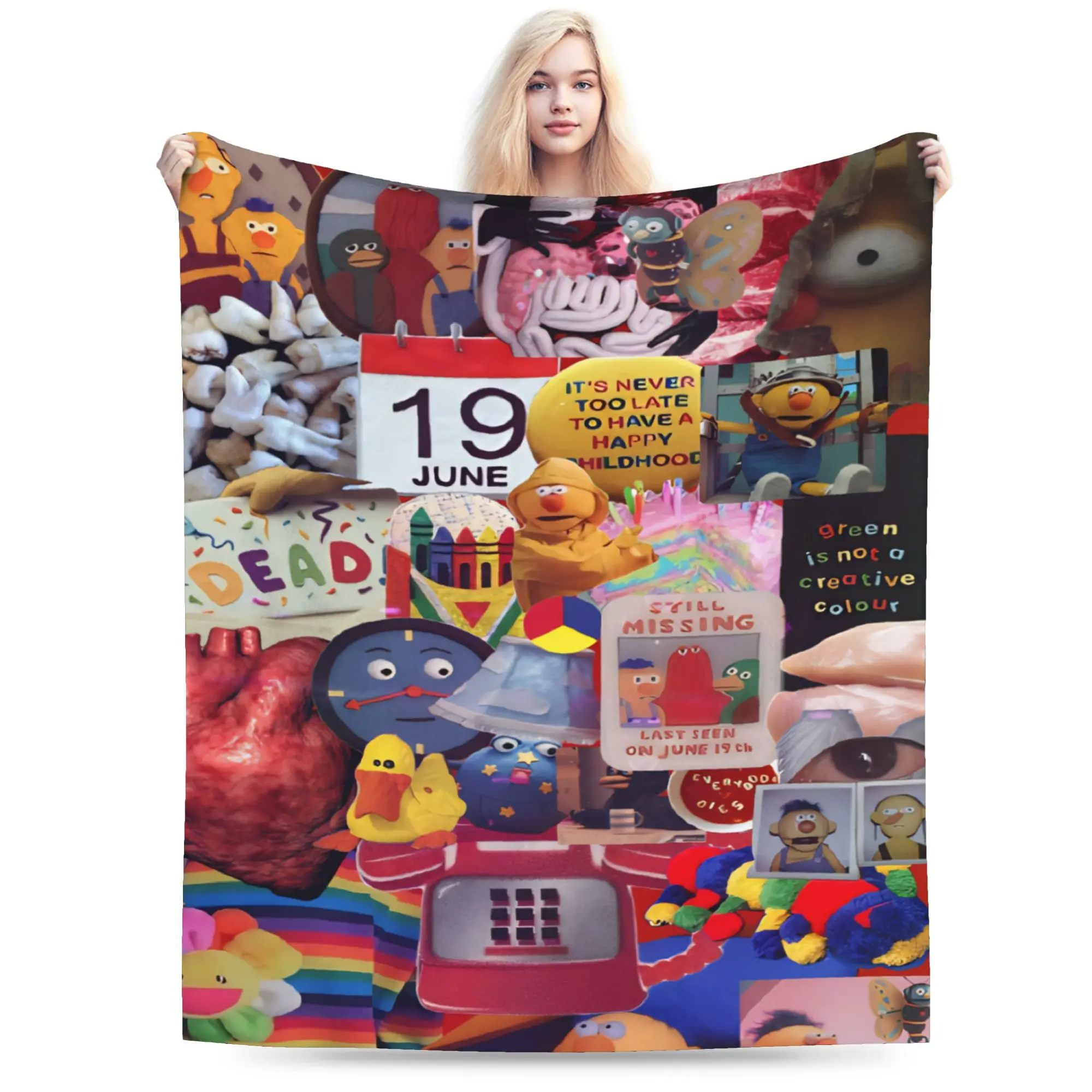 Y2K Don't Hug Me I'm Scared Blanket Lightweight Thin Fleece  Cozy Throw Blankets Machine Washable