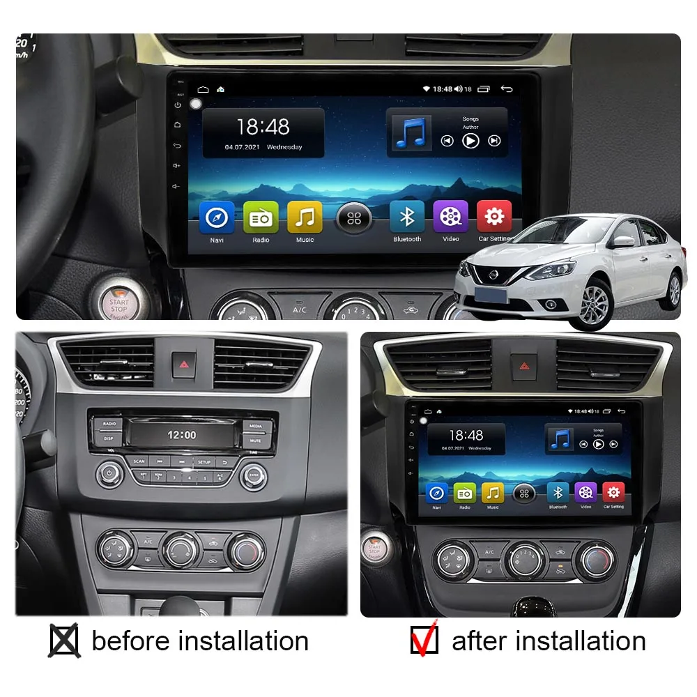 2 Din Car Radio Android 12 For Nissan Sylphy B17 Sentra 2012 - 2018 Multimedia HD Screen Stereo GPS Navigation Head Unit 4G DSP