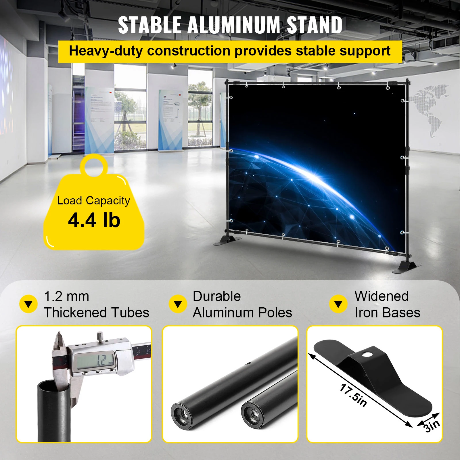 SucceBuy 3x2.4M Fondale Sfondo Supporto Telescopico Regolabile Fondale Banner Stand per Photocall Video Evento di Nozze Festa