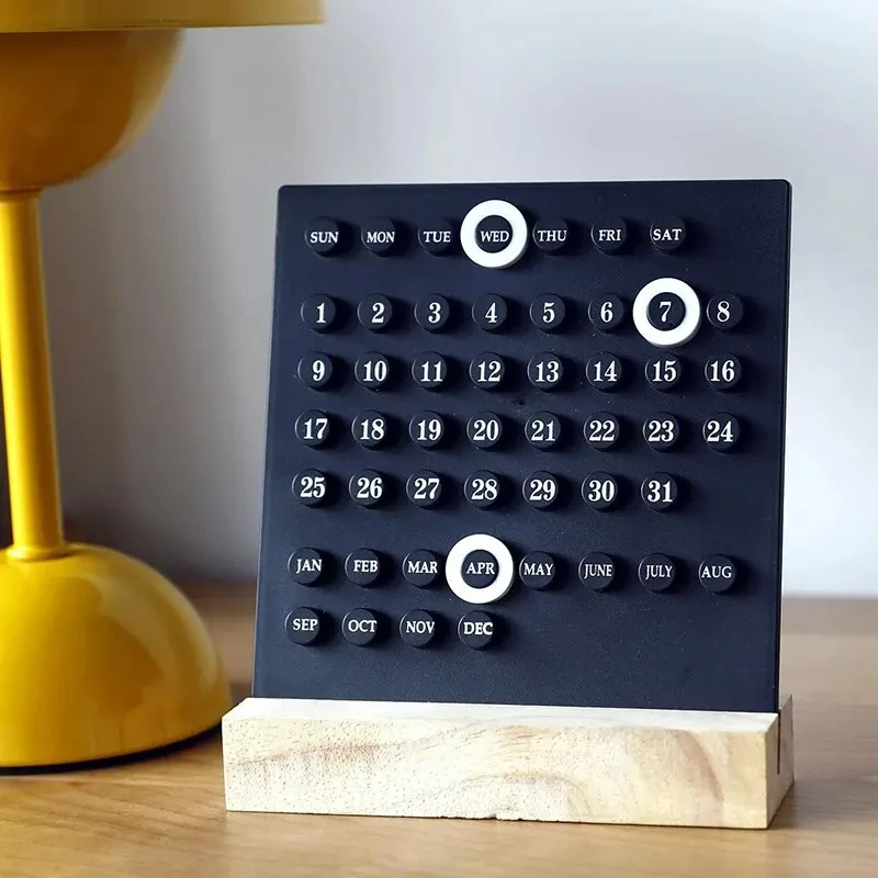 

1pc Wood Perpetual Calendar Montessori Calendar Cute Desk Calendar Adjustable Week Month Date Display Calendar Home Office Desk