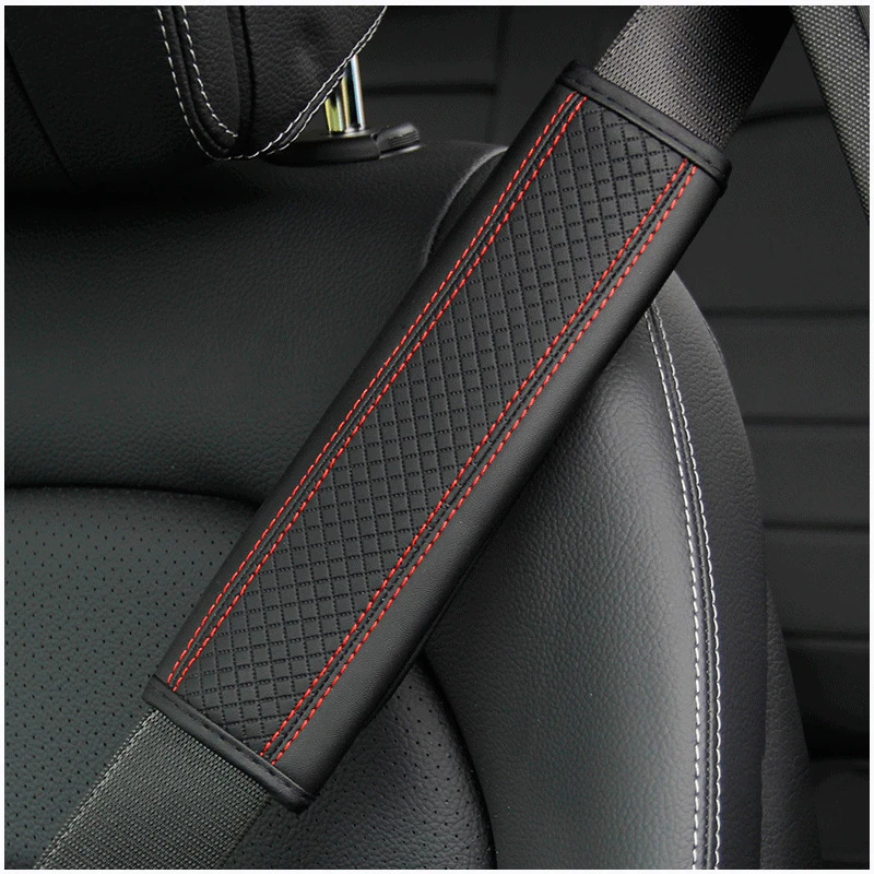 

2PCS Car Seat Belt Cover Protection Car Safety Belt Padding Pad Shoulder Strap Pad PU Leather Auto Interior Accessories Black