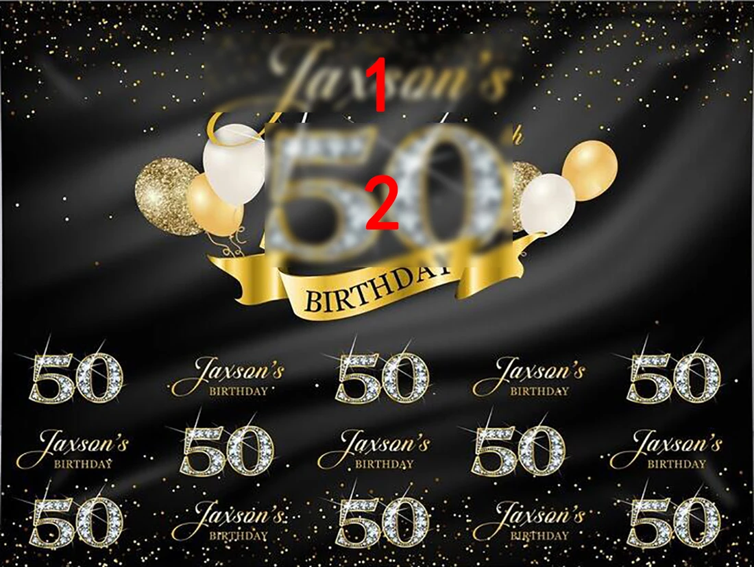 Custom Gold Step And Repeat Bling Diamond Balloons Sparkly 50th Birthday  photo backdrop party photography studio background