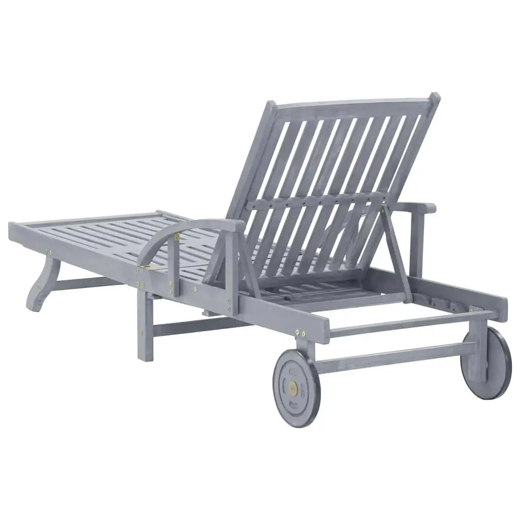 Acacia Wood Patio Sun Lounger with Cushion - Outdoor Relaxation Chair