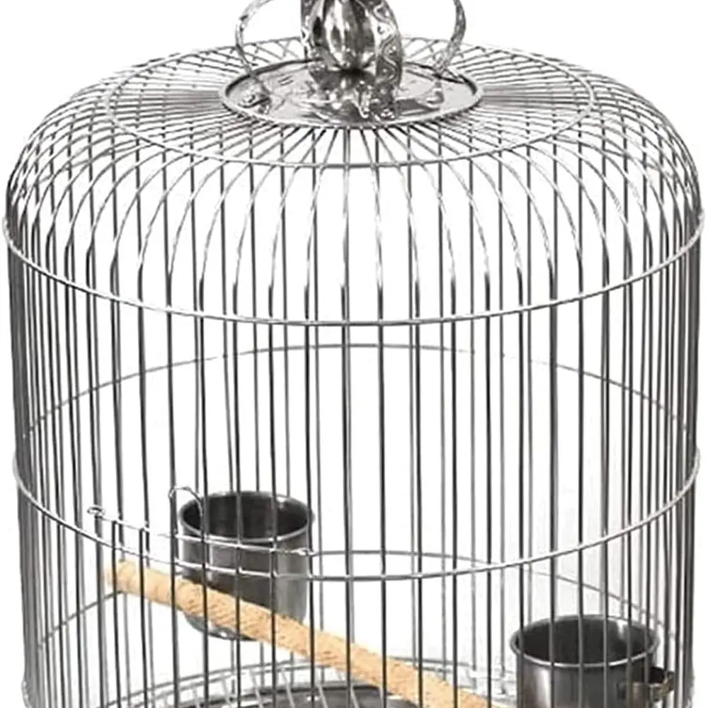 

Portable Stainless Steel Round Travel Bird Cage for Home and Outdoor Use, 30cm