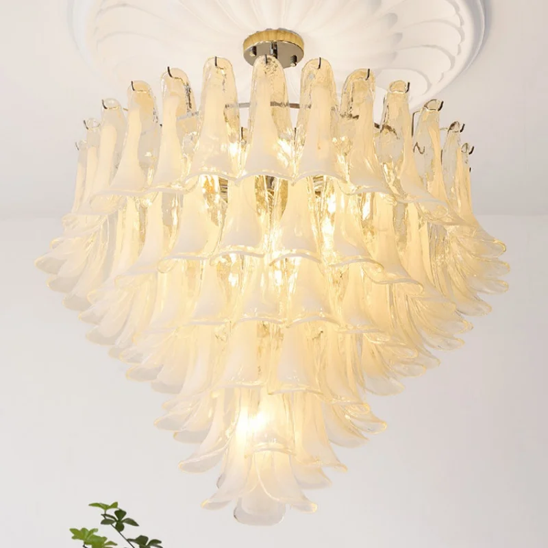 French Luxury Glass Chandelier Suitable For Living Rooms Restaurant Villa Duplex Staircase Pendent Lamp Indoor Lighting Fixtures