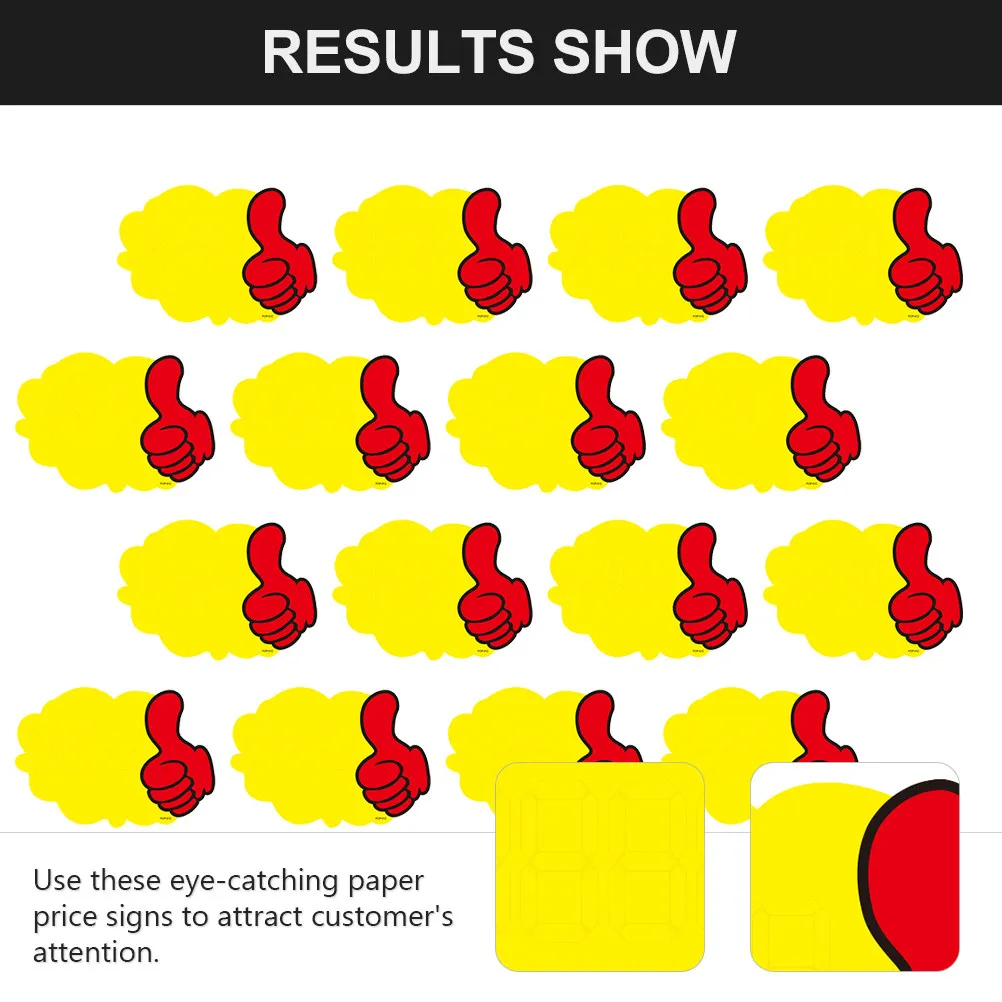 

20Pcs Price Label Tags Burst Shape Finger Design Retail Sale Signs for Store Garage Sales Fundraising Supermarket Sales Sign