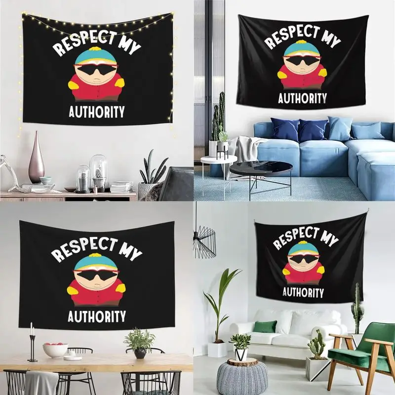 Eric Cartman Respects My Authority With Humorous Cartoon Tapestries Bedrooms Dormitories e-Sports Rooms Wall Mounted Home Decor