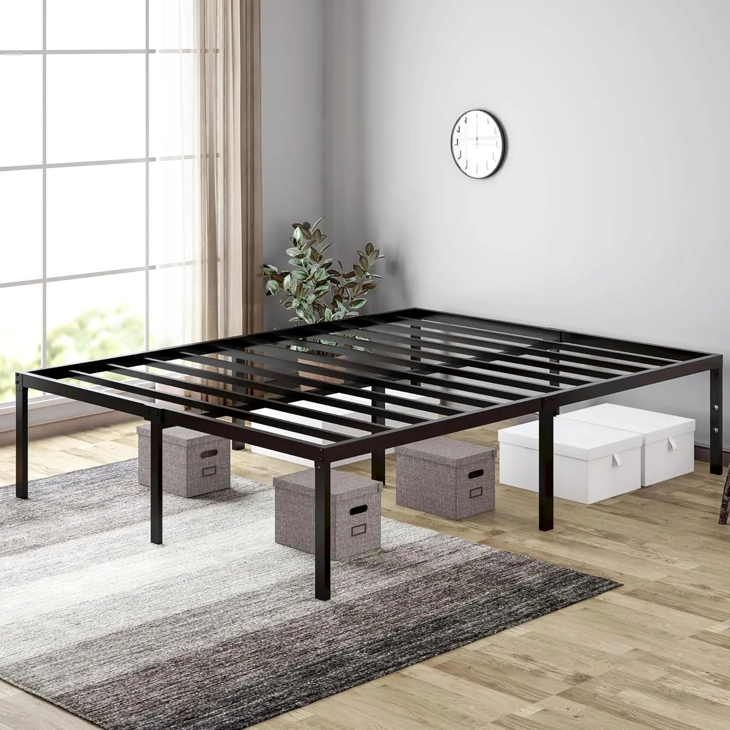 Sha Cerlin Heavy Duty Full Size Sturdy Metal Platform Bed Frame, No Box Spring Needed, Slots For Headboard Attachment, Easy