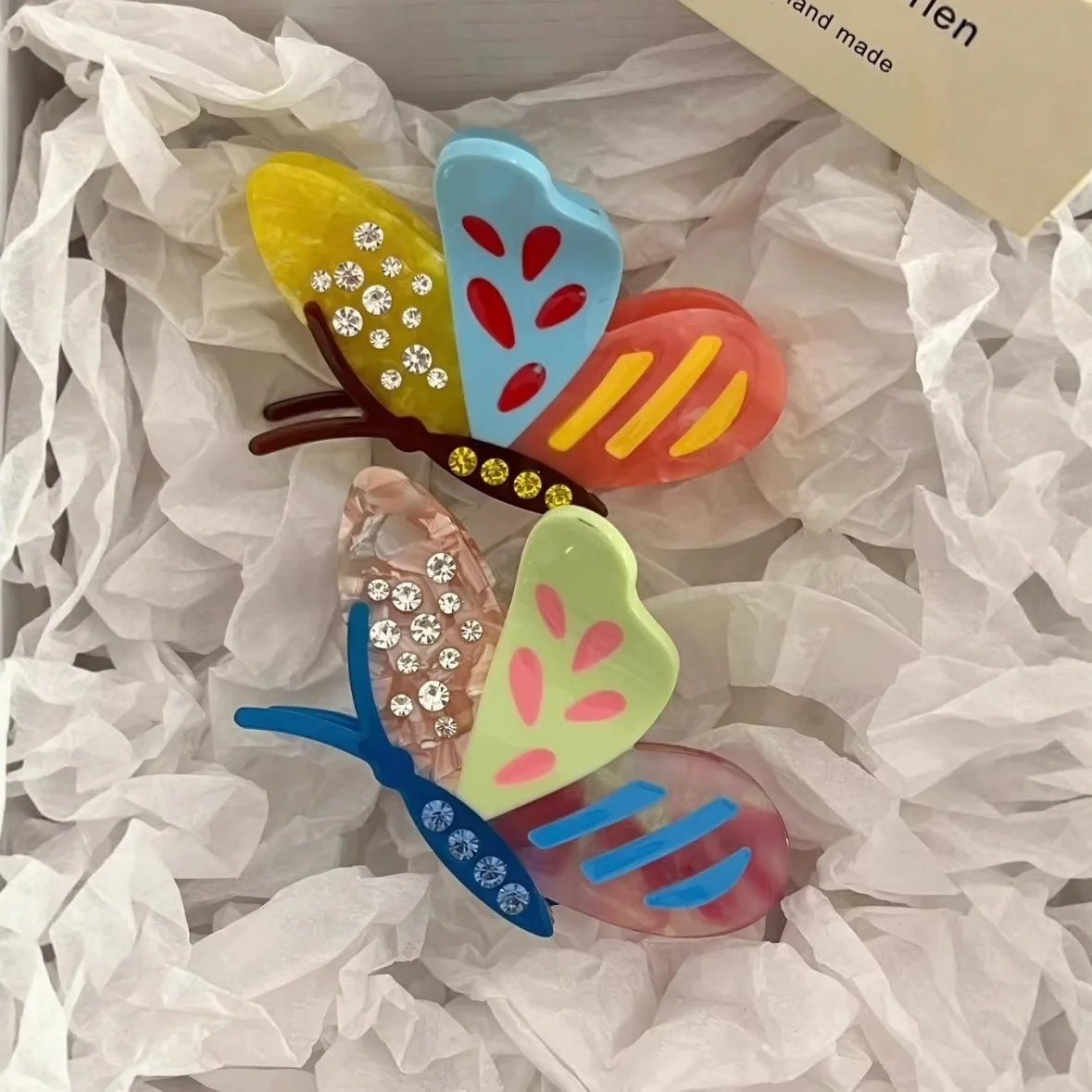 

Color Block Butterfly Jaw Clips High Quality Acetate Hair Claws Strong Grip Matte Updo French Bun Holder Trendy New Gift