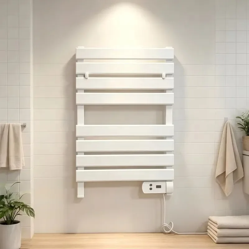 400W Aluminum Heated Towel Rack Wall Mounted Floor Standing with 8 Hour Timer and Daily Timing Function Electric Warmer
