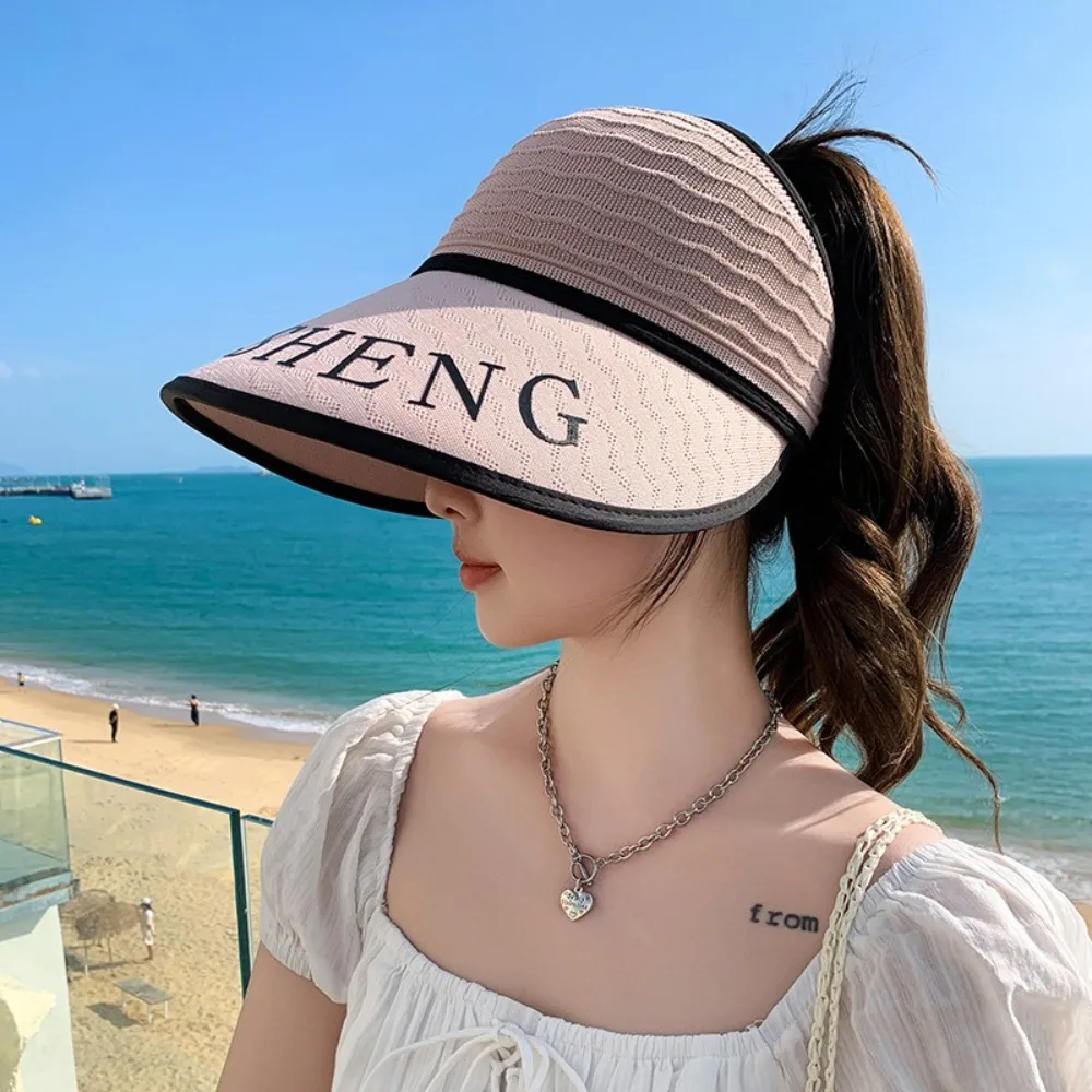 

Fashion Letter Print Sunshade Hat Breathable Casual UV Protection Hat Big Brim Elegant Duck Tongue Hat Women