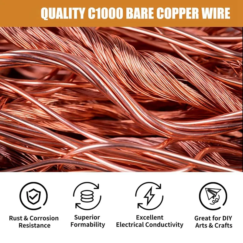 Copper Wire, 99.9% Soft Pure Bare Copper Wire For Gardening, Electroculture,16 Gauge/ 1.3 Mm Diameter, 127 Feet,1 Pound Durable