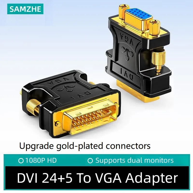 SAMZHE 24+5 DVI-I Male naar VGA Female Adapter Video Converter HDTV LCD Monitor Adapter DVI naar VGA voor HDTV PC Projector