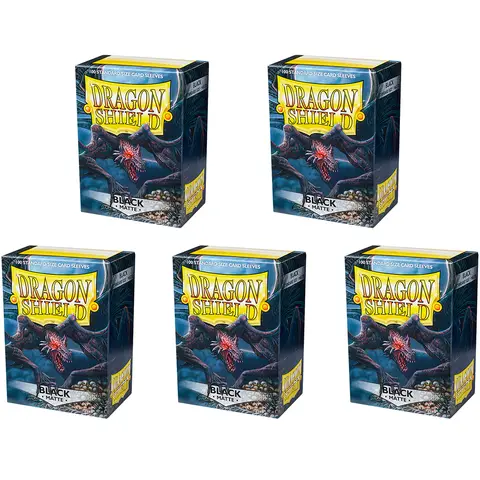 5 pacote dragão escudo preto fosco tcg jogo de tabuleiro tamanho padrão mangas protetor de cartões de negociação mtg/pkm capa 66x91mm